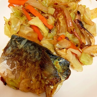 鯖と野菜炒め～カレー、醤油味